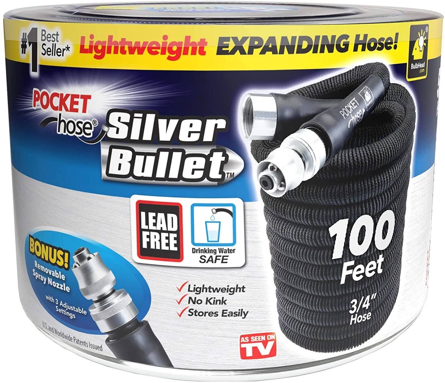 Pocket Hose Silver Bullet Standard Duty Garden Hose - Black, 1.05" x 100'