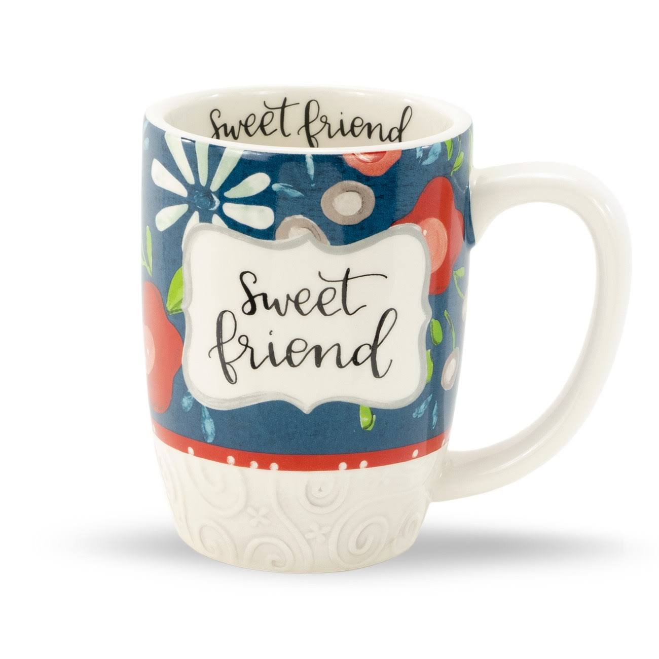 Brownlow Blue & White Floral 'Sweet Friend' Mug 6" x 8.5"