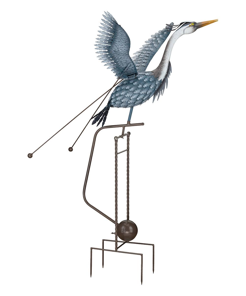 Regal Art & Gift Metallic Blue Heron Rocker Kinetic Garden Stake One-Size