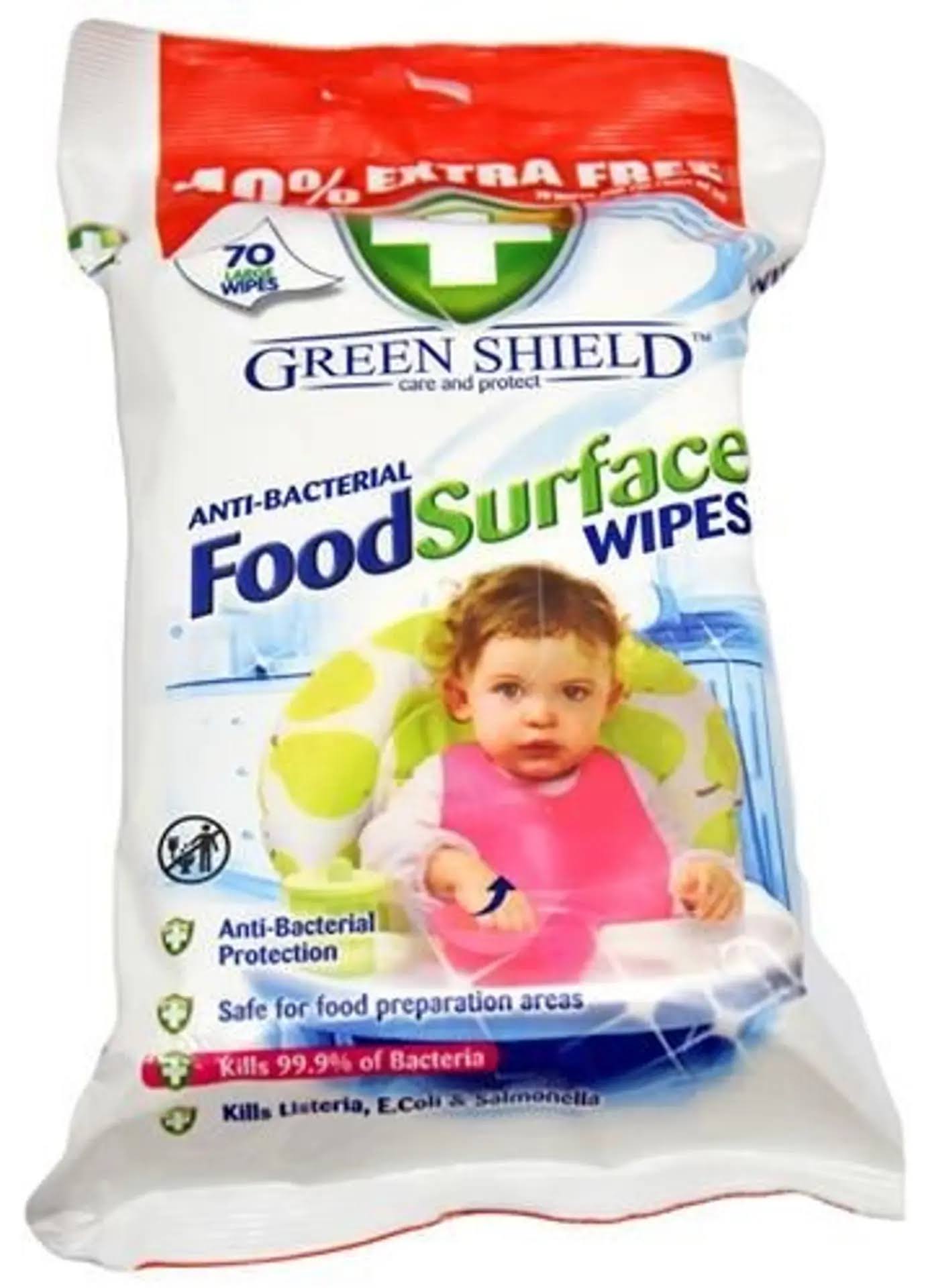 Green Shield Anti-Bacterial Food Surface Wipes - 70 Wipes