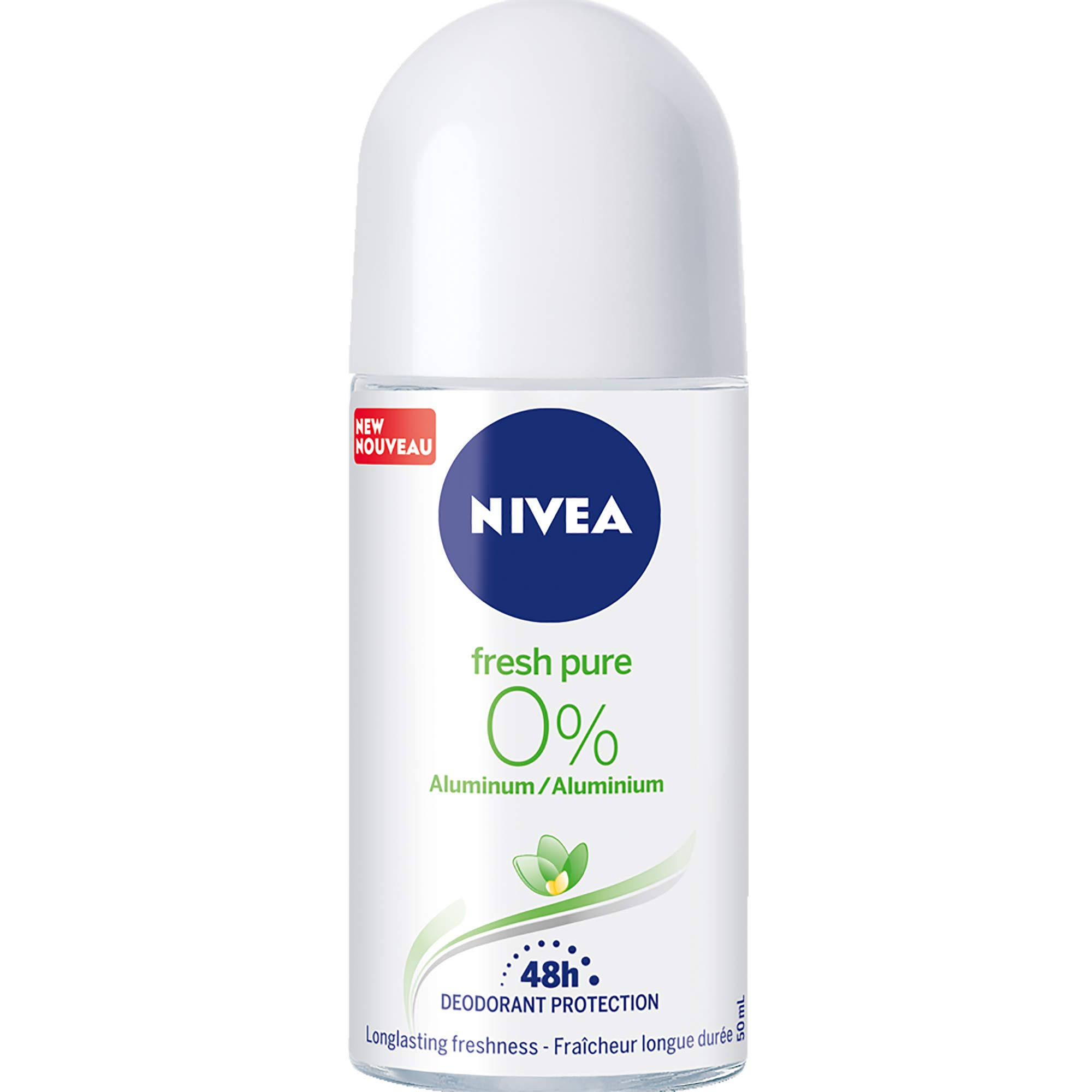 NIVEA Fresh Pure 0% Aluminum 48H Dry Roll On Deodorant, 50ml