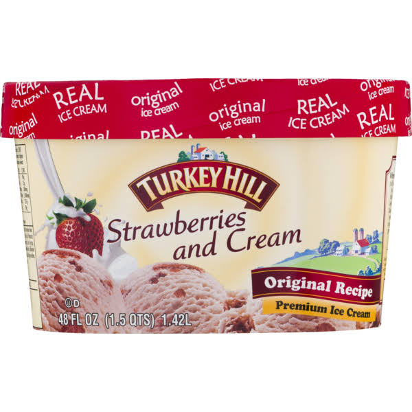 Turkey Hill Original Recipe Premium Ice Cream - Strawberries and Cream, 48oz