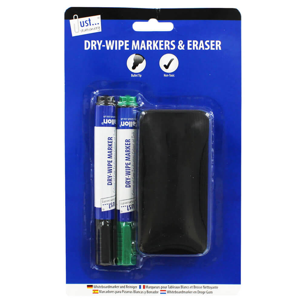 Just stationery DRY-WIPE MARKERS & ERASER-6342