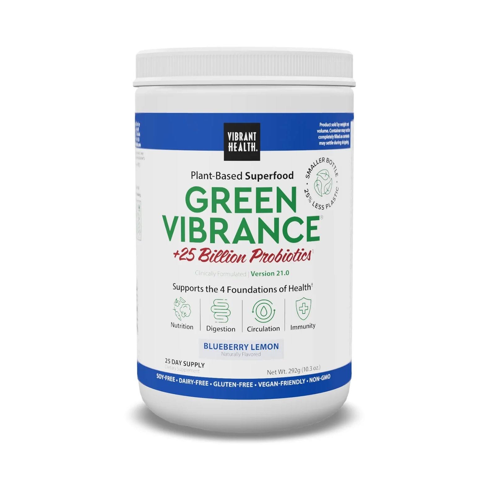 Vibrant Health Green Vibrance +25 Billion Probiotics Blueberry Lemon 292g (10.3 oz)