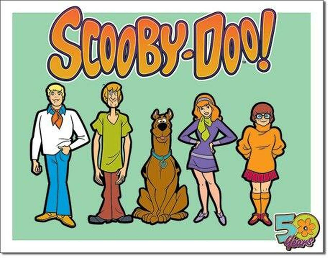 Desperate Enterprises Scooby Doo 50 Years Tin Sign, 16" W x 12.5" H