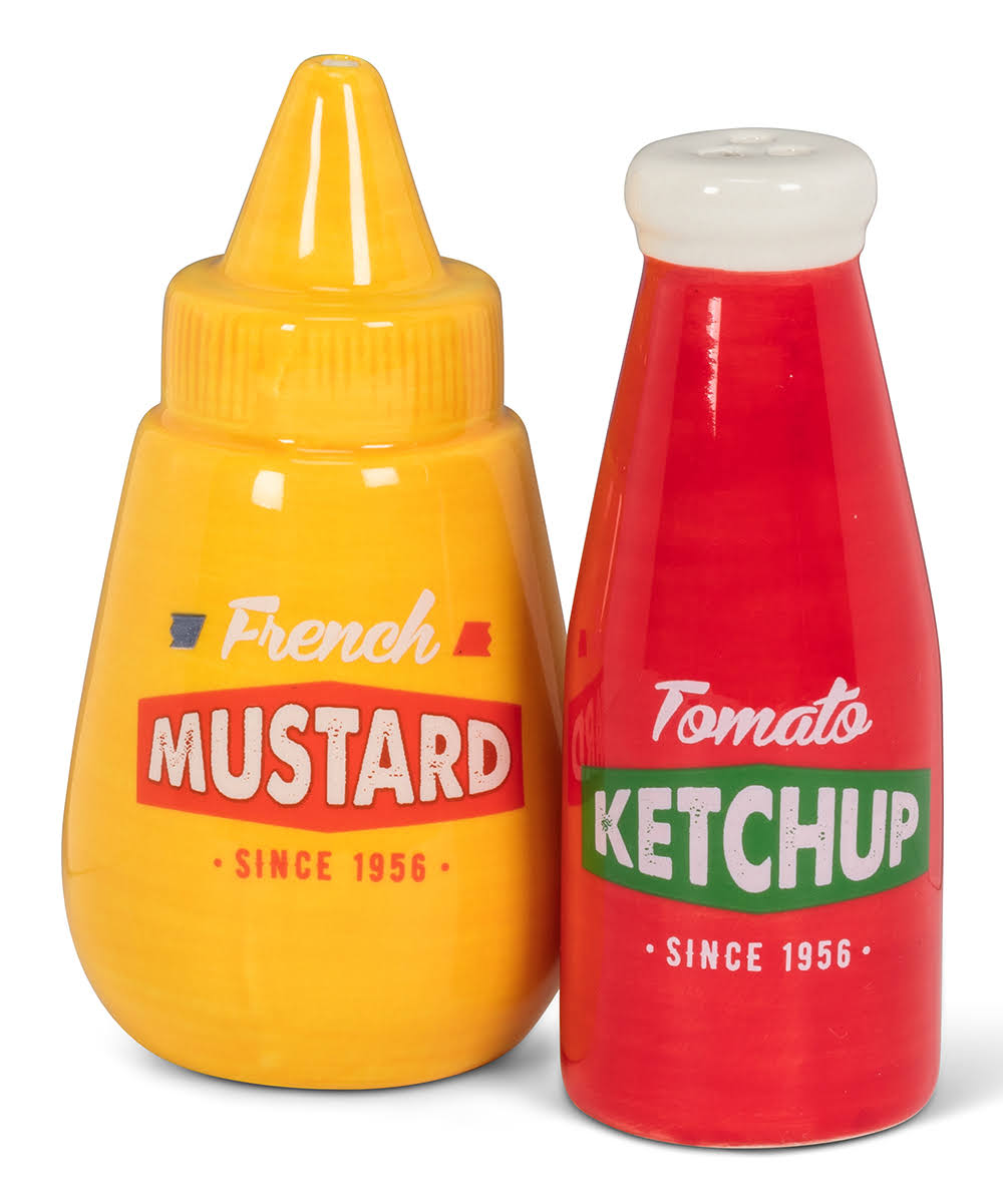 Abbott Collection 27-KITSCH-642 Ketchup & Mustard Salt & Pepper-10cm H, 10cm High, Ketchup and Mustard | Kitchen Utensils & Gadgets