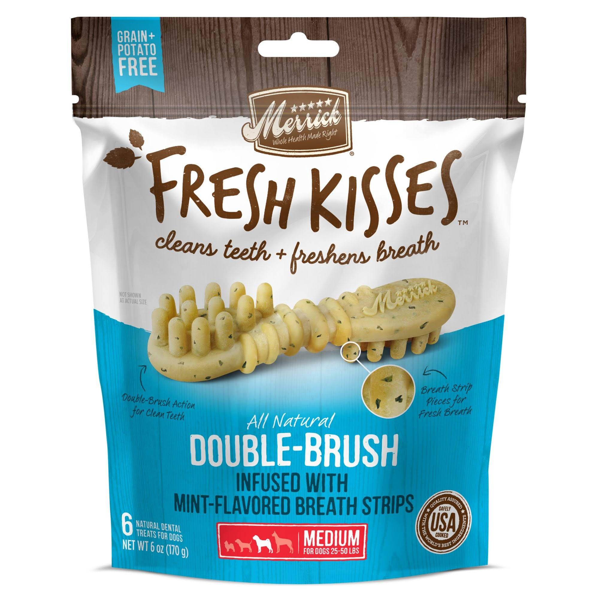 Merrick Fresh Kisses Mint Breath Strips Medium - 10 oz