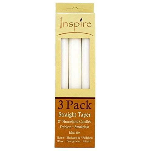 Candles White 3pk 8" , Case of 48