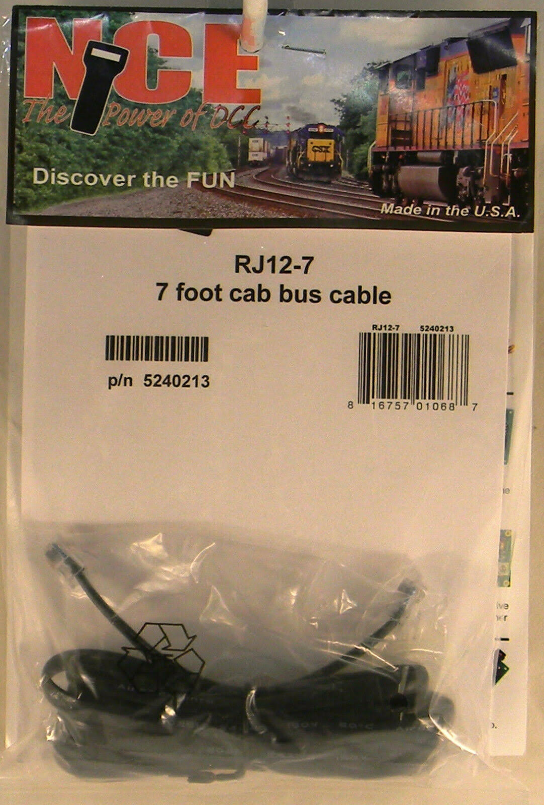 New All Scales NCE 213 Cab Bus 7 ft RJ12 Cable
