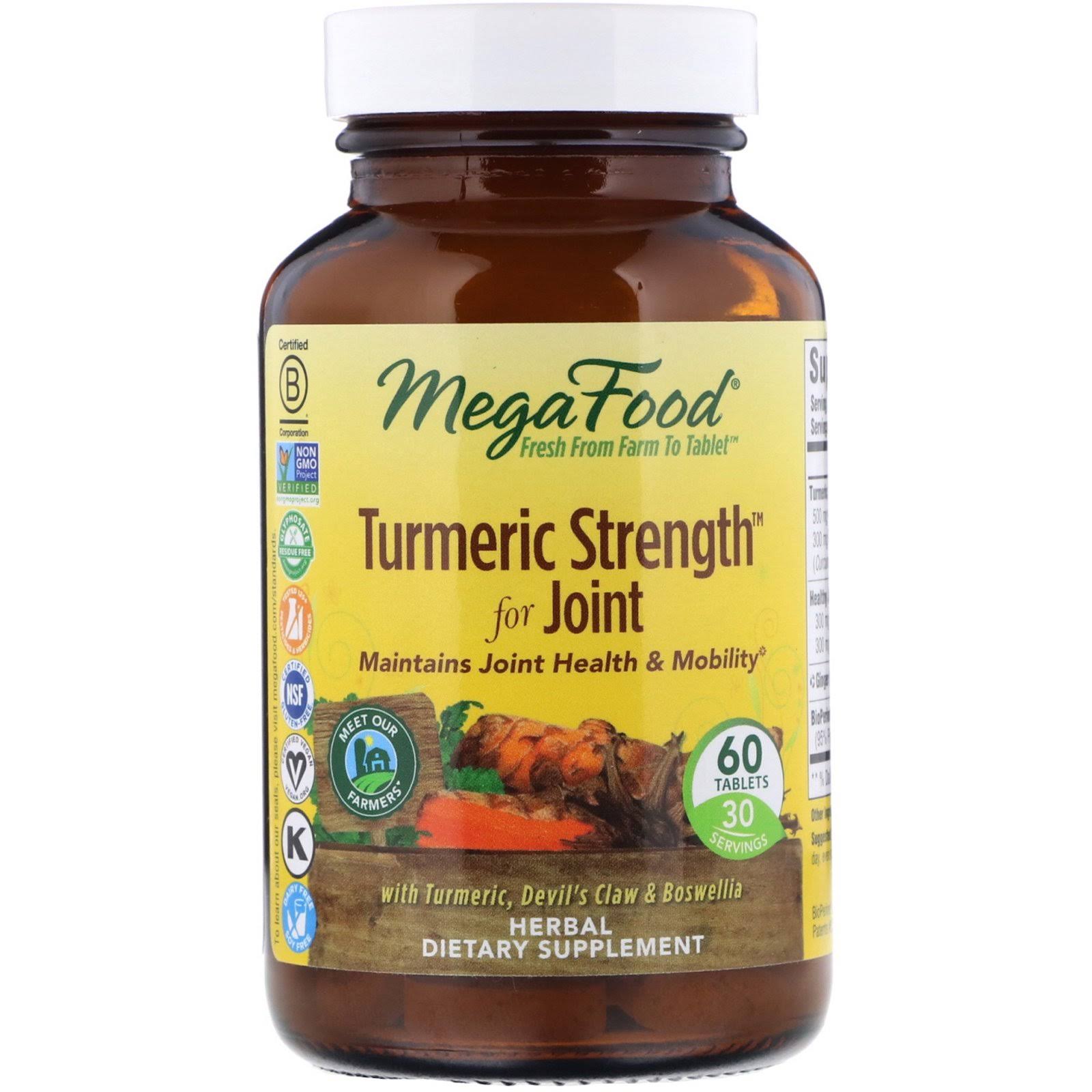 MegaFood Turmeric Strength for Joint Dietary Supplement - 60 Tablets