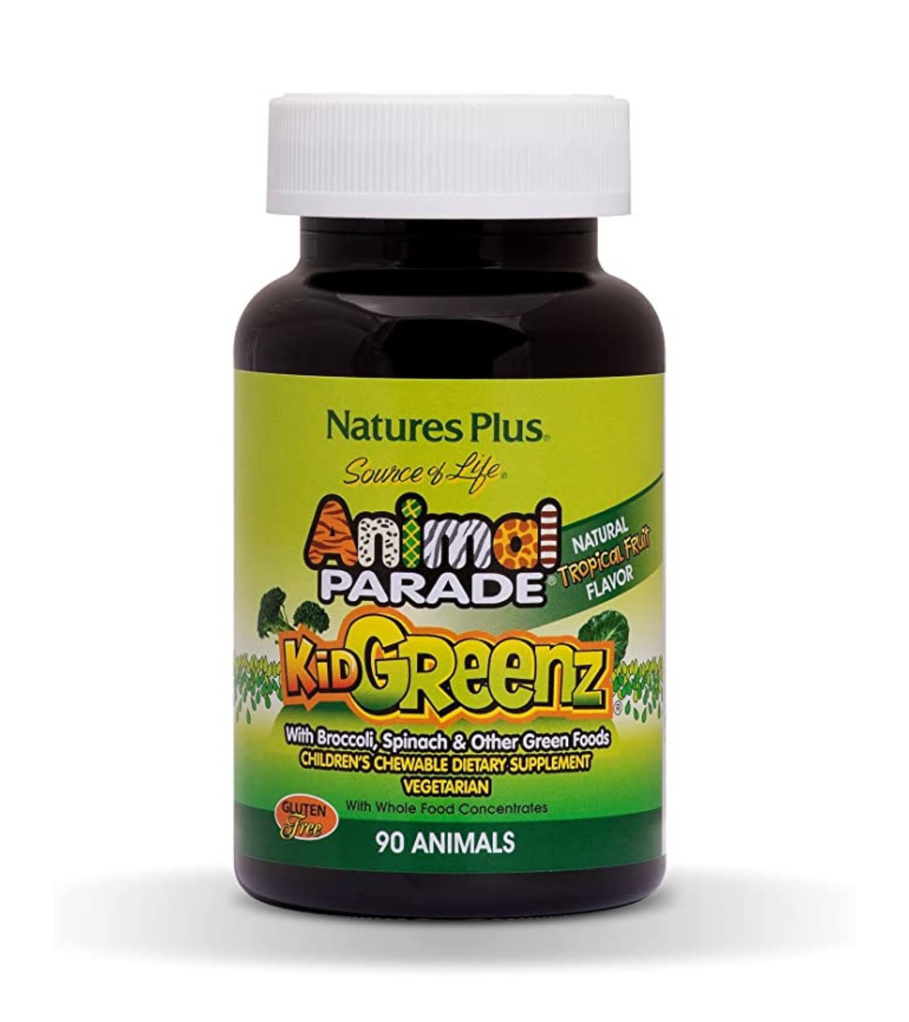 Nature's Plus Animal Parade Kid Greenz Chewable Dietary Supplement - Tropical Fruit, x90