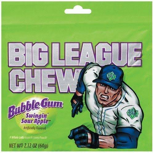 Big League Bubble Chew Gum - Sour Apple, 12 Pack