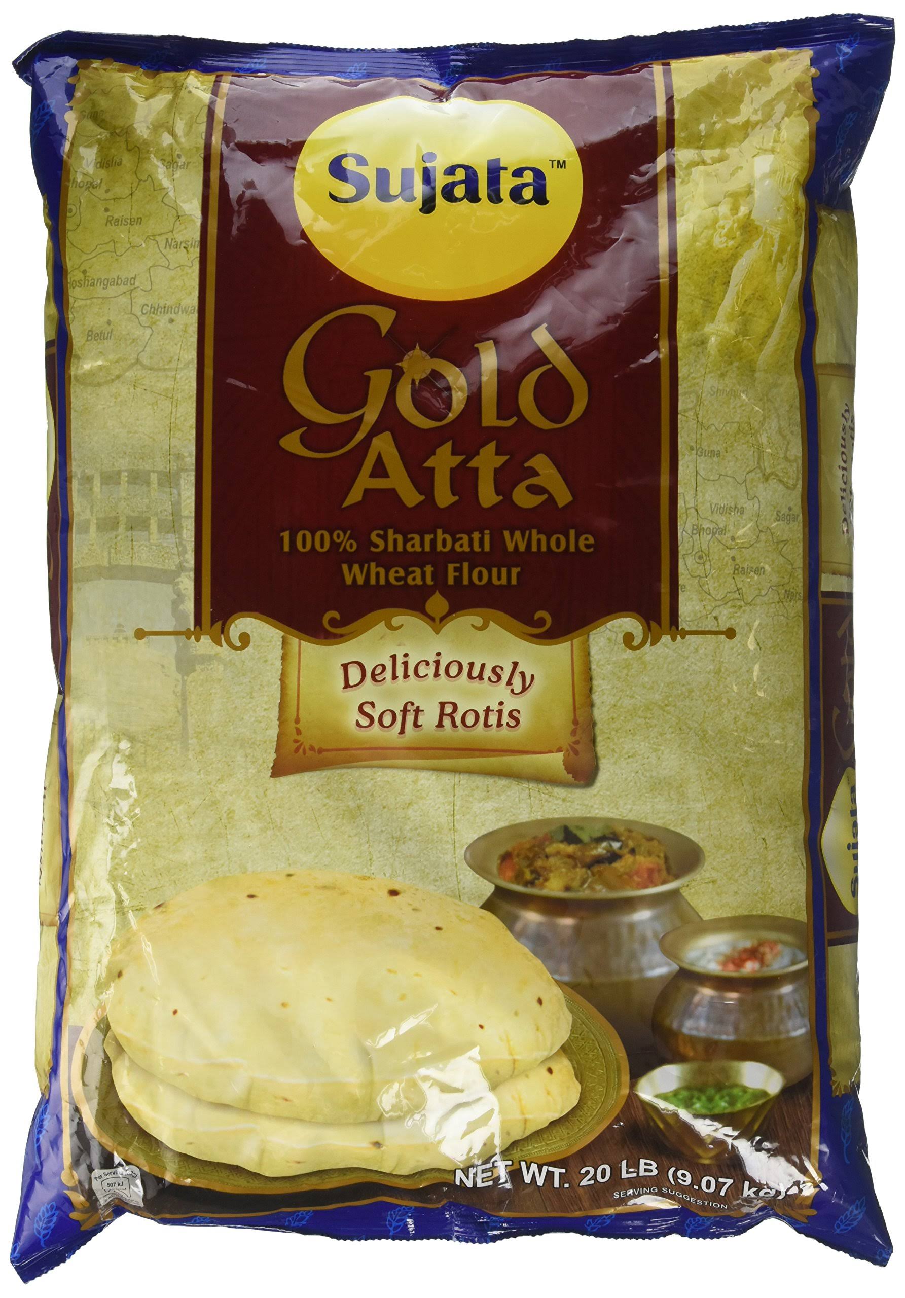 Sujata, Gold Atta - 100% Sherbati Whole Wheat Flour, 20 Pound(LB)