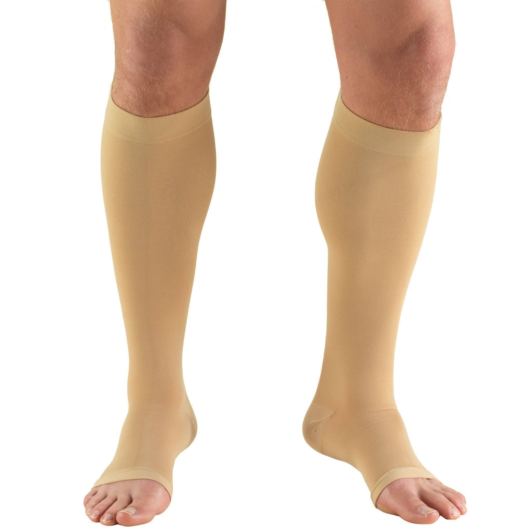 Truform Knee High Open Toe Stockings - 15-20mmhg, Beige, Medium
