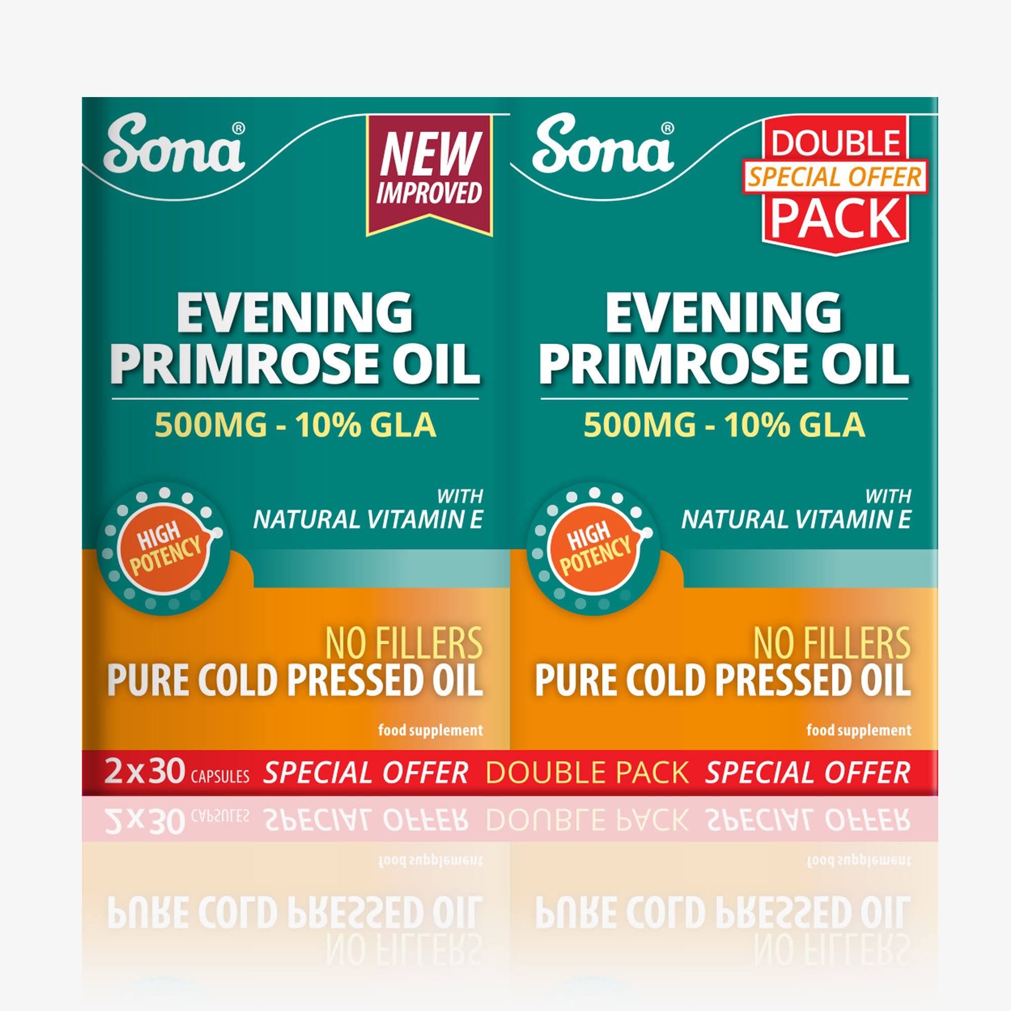 Sona Evening Primrose Oil 500mg Twin Pack 30 x 2 Caps