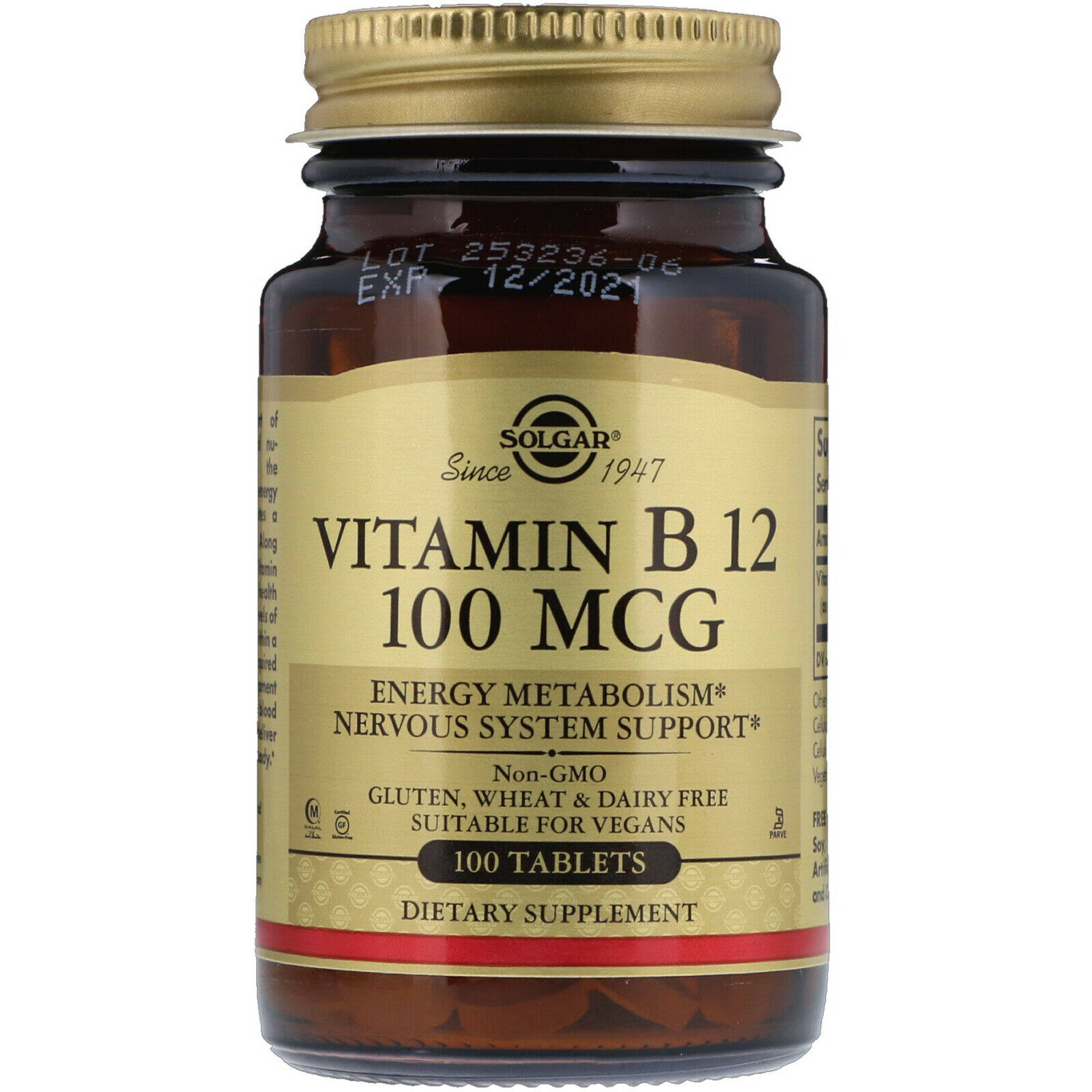 Solgar Vitamin B12 100mcg Nervous System Support - 100 Tablets