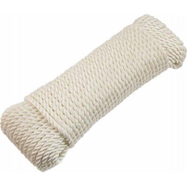 Nylon Rope, Solid Braided, White, 1/8-In. x 50-Ft