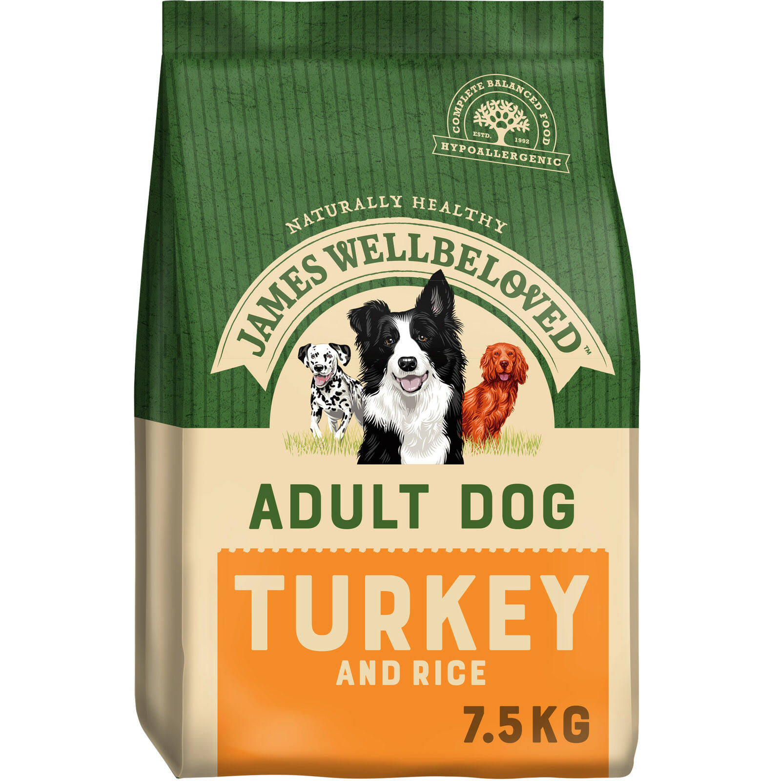 James Wellbeloved Adult Dog Food - Turkey & Rice, 7.5kg