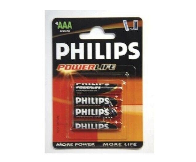 Philips Power Alkaline Battery LR03 AAA Cell X4