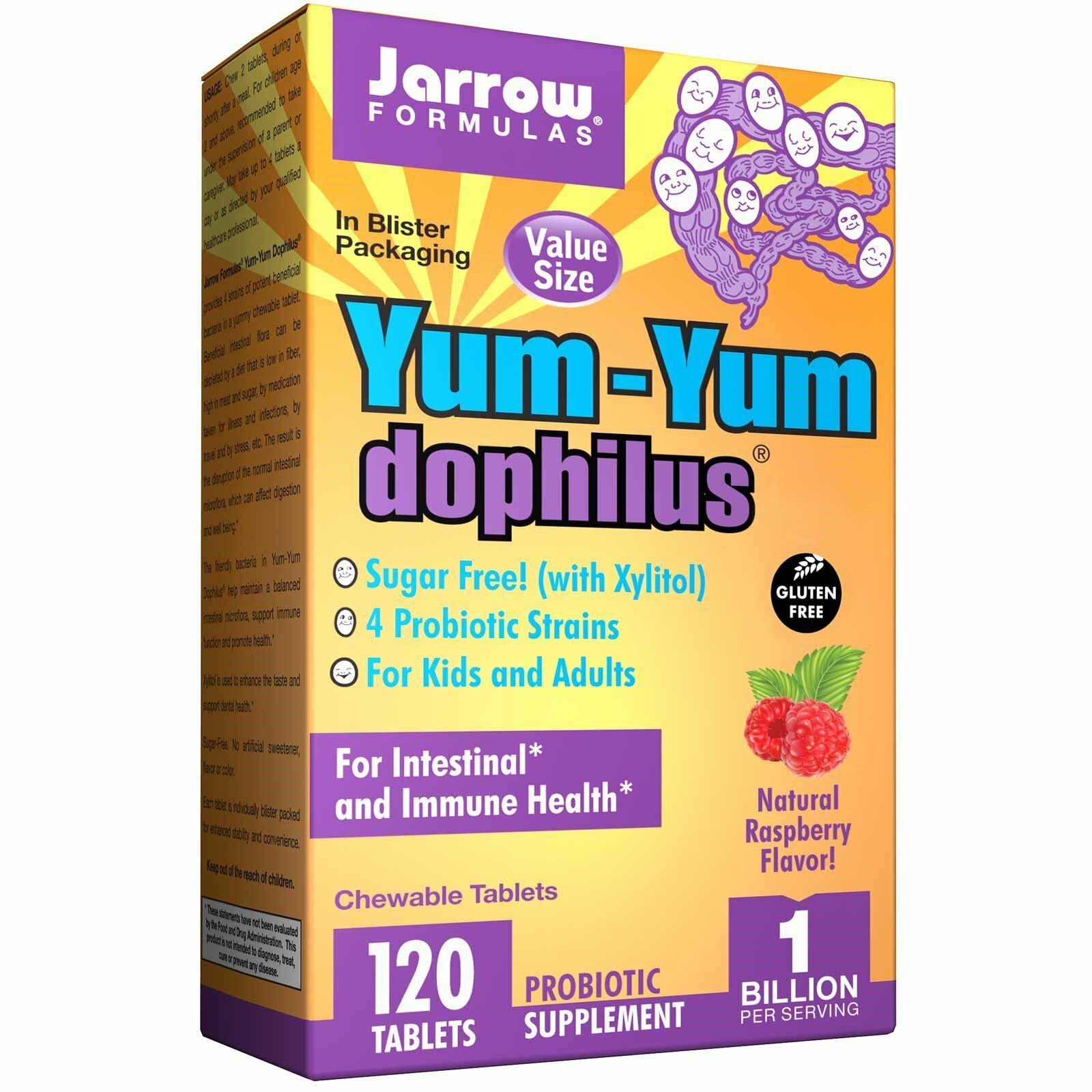 Jarrow Formulas Yum-yum Dophilus Probiotic Supplement - Raspberry Flavor, 120 Tablets