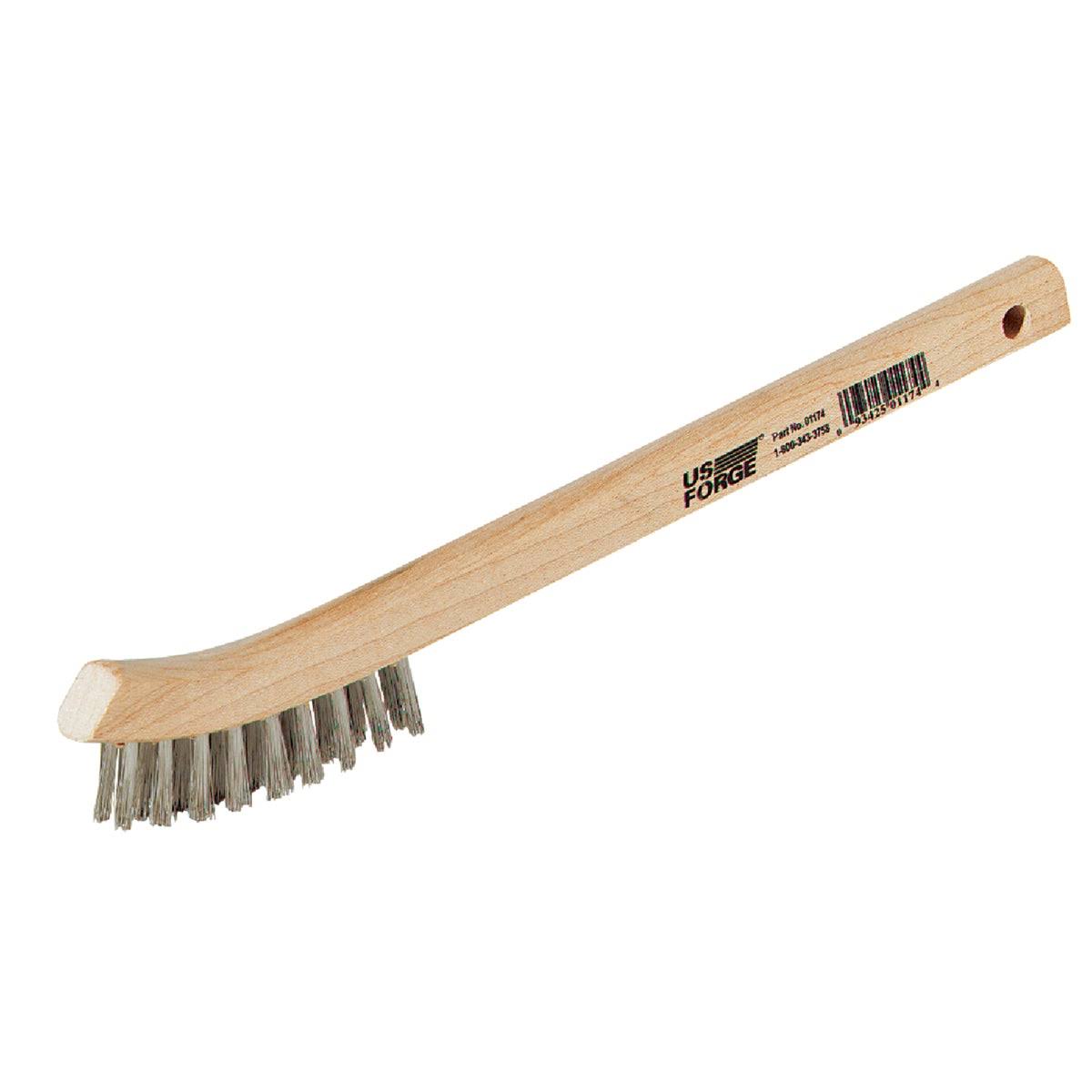 Forney Industries Wire Scratch Brush - Stainless Steel with Wood Handle, 7 3/4"