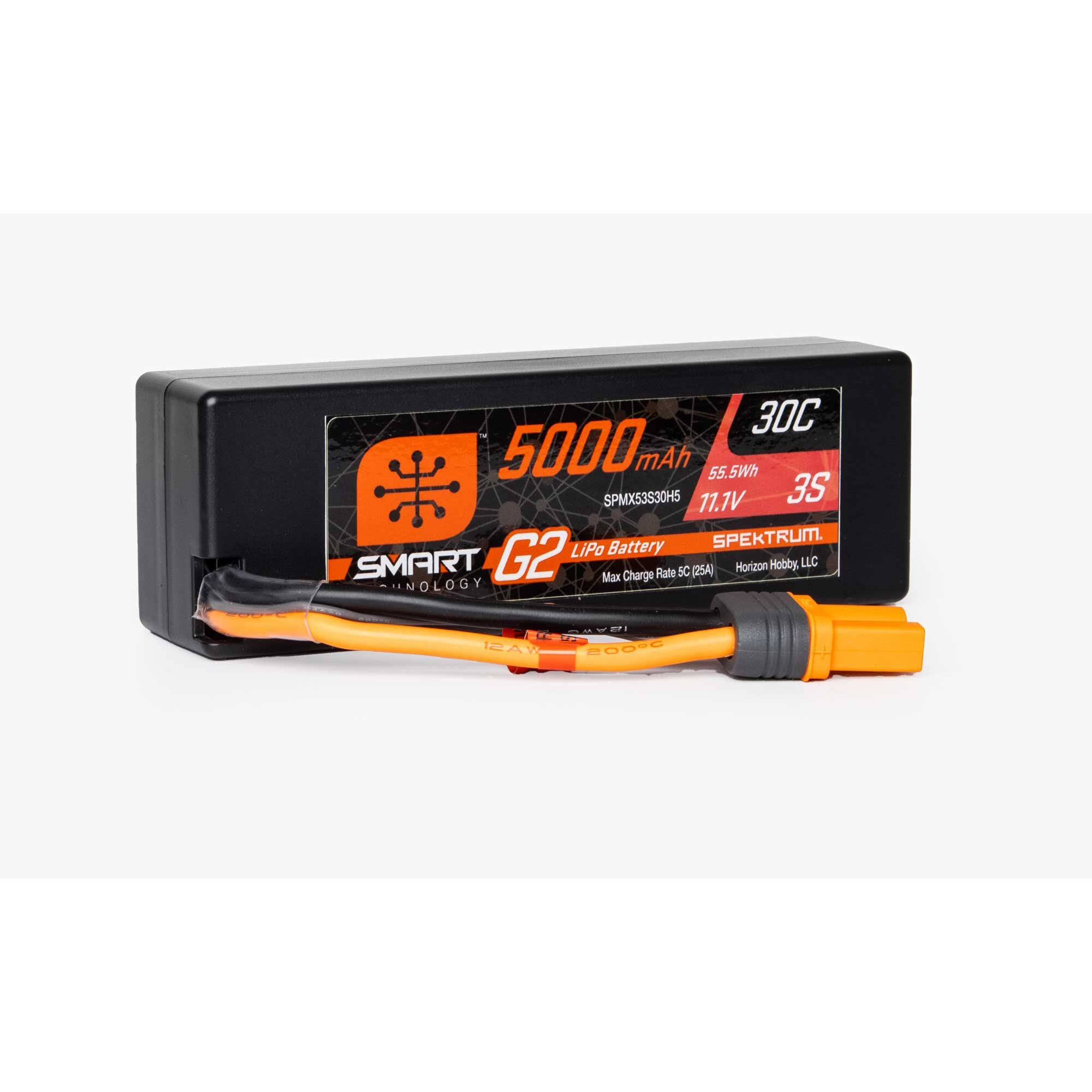 Spektrum 5000mAh 3S 11.1V 30C Smart G2 Hard Case Lipo Battery with IC5 Connector