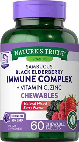 Elderberry Immune Support | 60 Chewable Tablets | with Vitamin C and Z