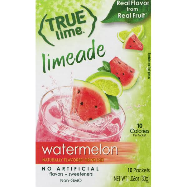 True Lime Watermelon Limeade Drink Mix 10 Packets Net Wt 1.06oz
