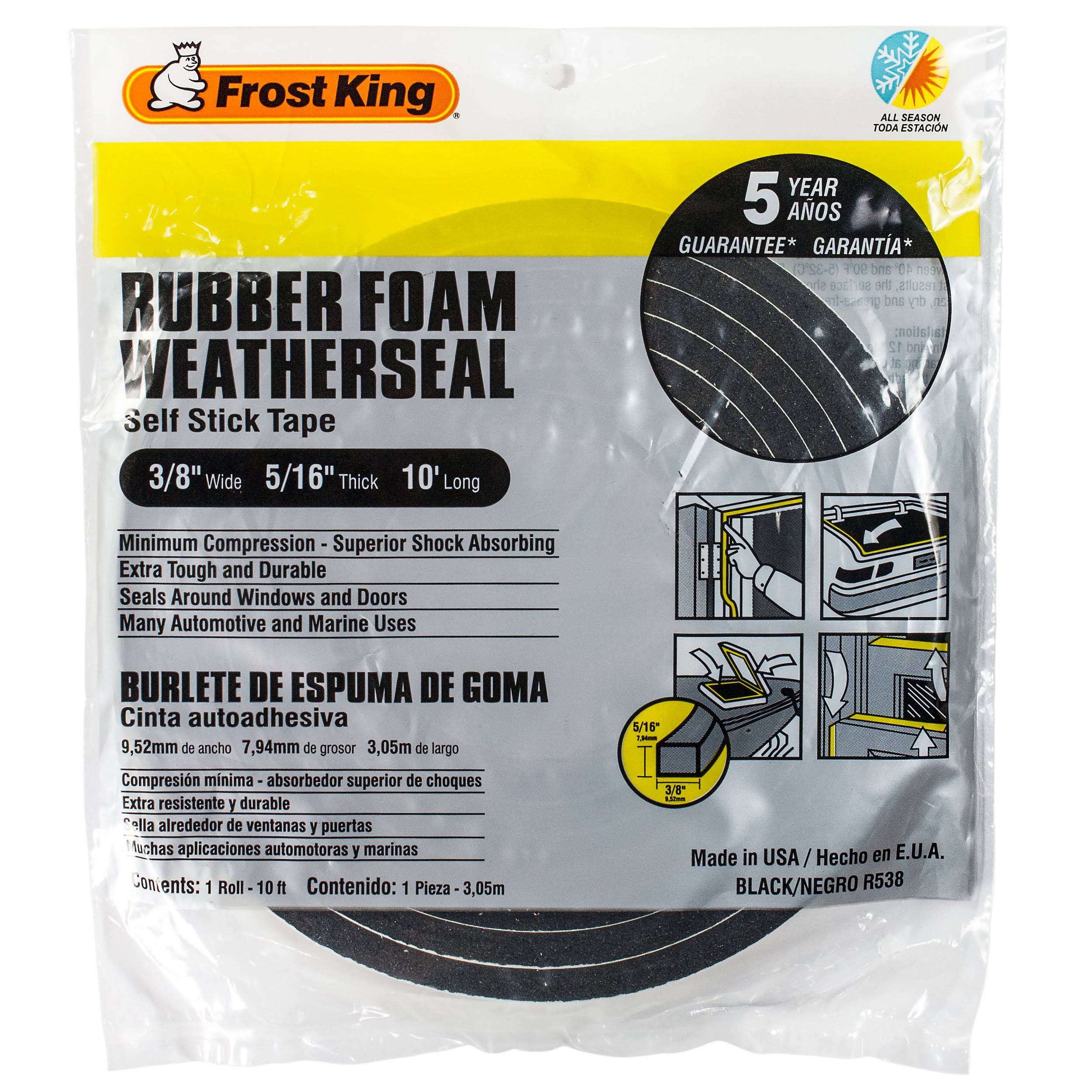 Frost King Rubber Foam Weatherseal - 1 Refill