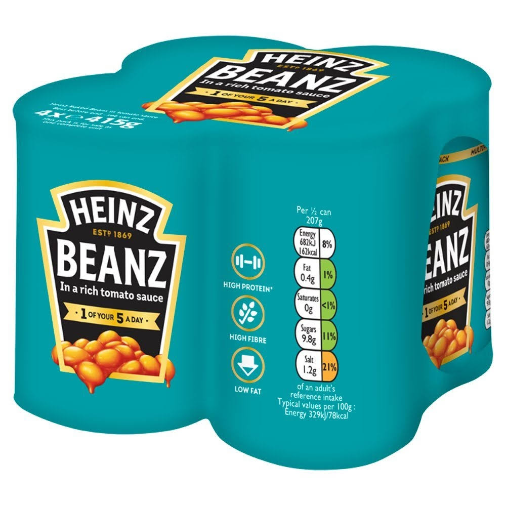 Heinz Beanz Tinned Baked Beans - 415g, 4ct