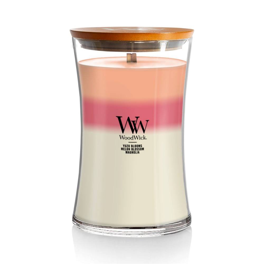 WoodWick Large Hourglass Candle, Blooming Orchard Trilogy, 21.5 oz.
