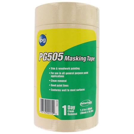 Intertape Polymer Group PG505-36SL Professional Grade Masking Tape, 1.41-Inch x 60-Yard, Natural, 6-Pack