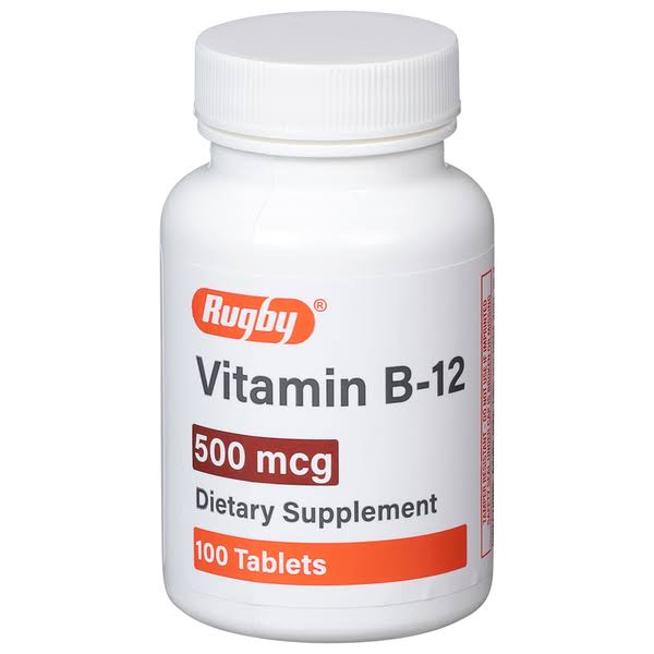 Rugby Vitamin B-12, 500 mcg, Tablets - 100 ea