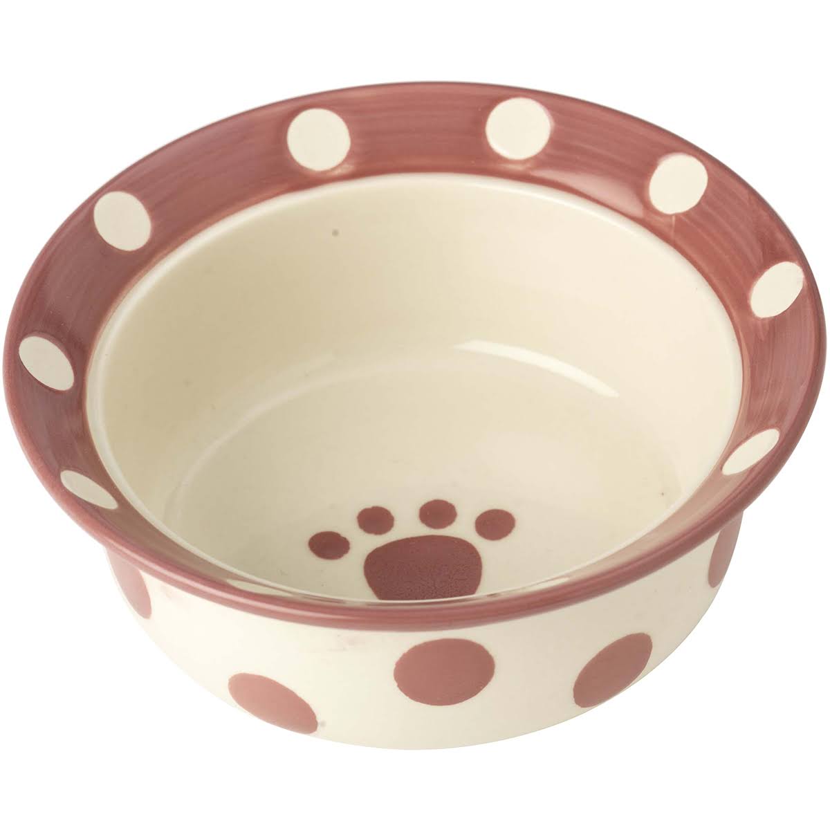 Petrageous Designs Polka Paws Pet Bowl - Pink and Cream, 6"