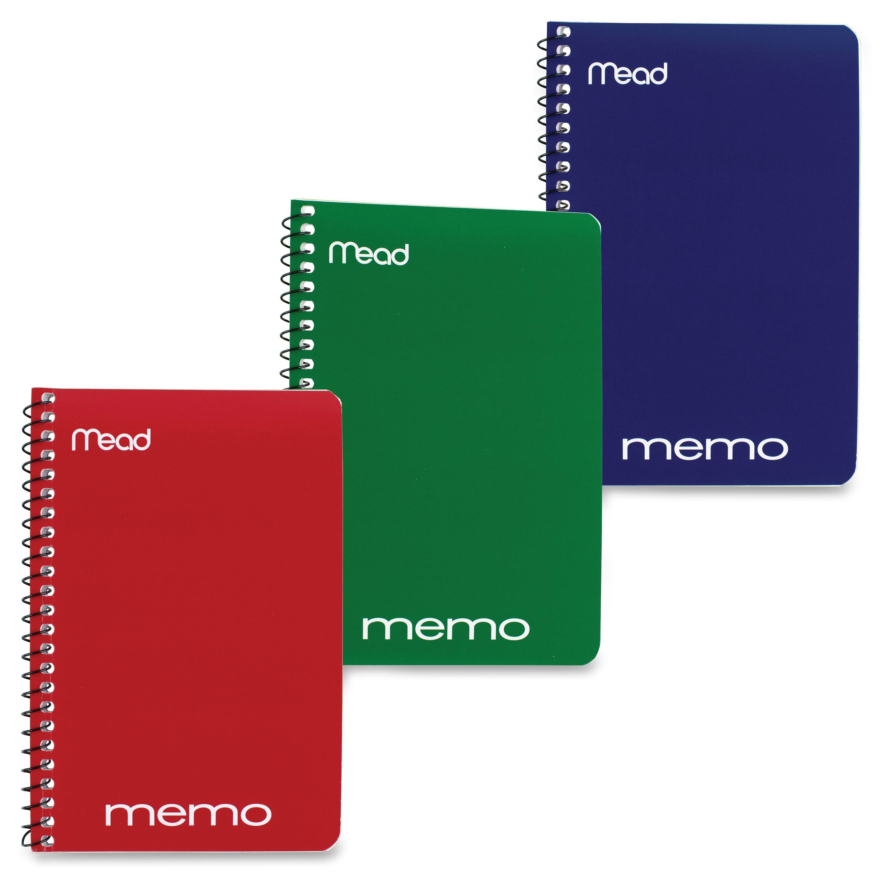 Mead Memo Book - College Ruled, 6" x 4", Wirebound, 40 Sheets, Assorted