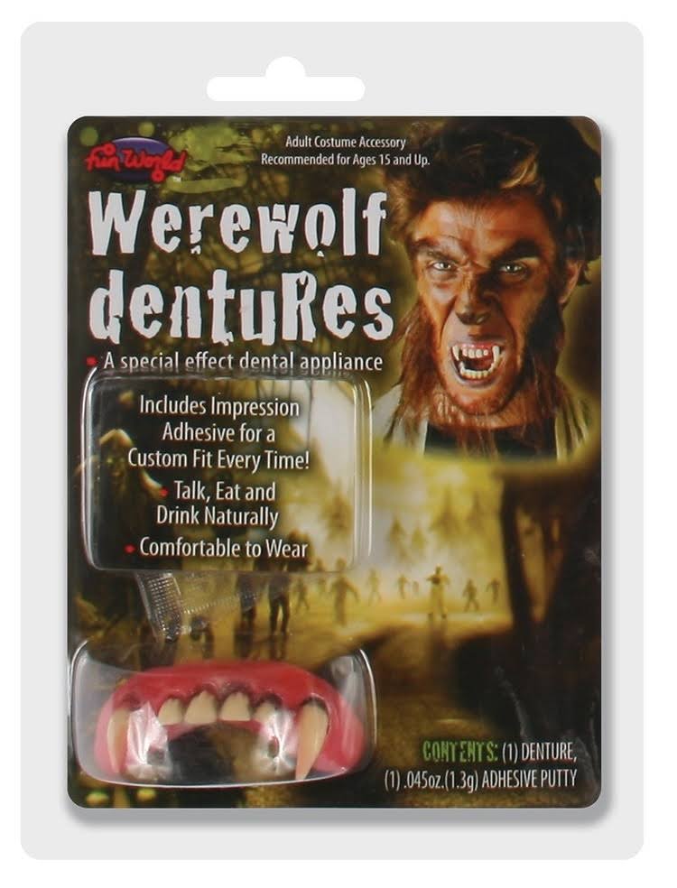 Fun World Werewolf Dentures False Teeth - White Pink