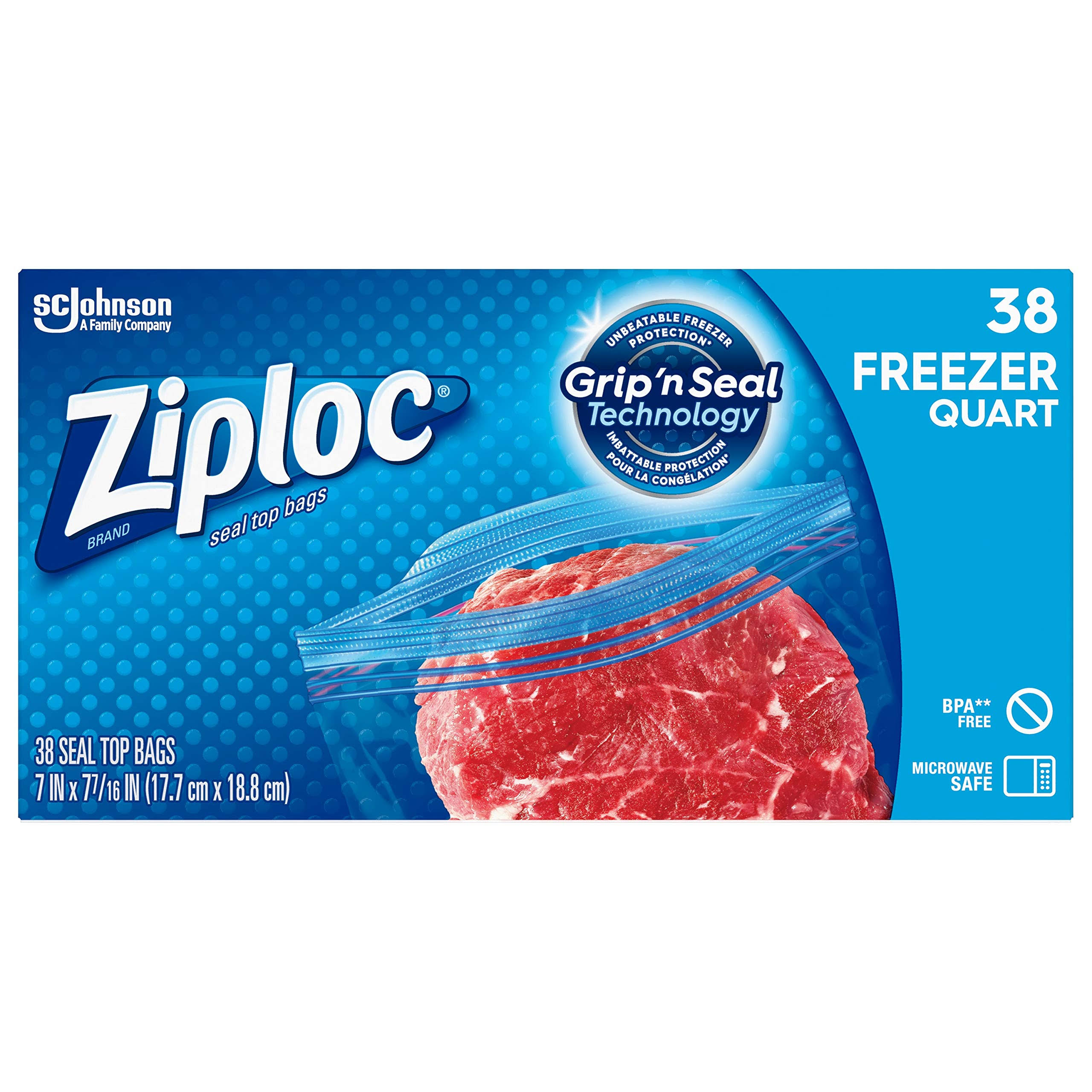 SC Johnson Ziploc Double Zipper Freezer Quart Bags