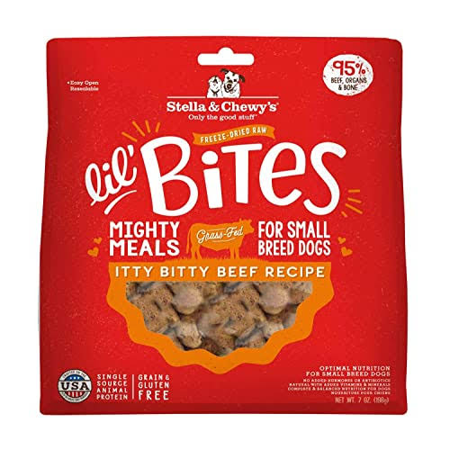 Stella & Chewy's Freeze-Dried Raw Lil' Bites Itty Bitty Beef Recipe Small Breed Dog Food, 7 OZ. Bag (Beef)