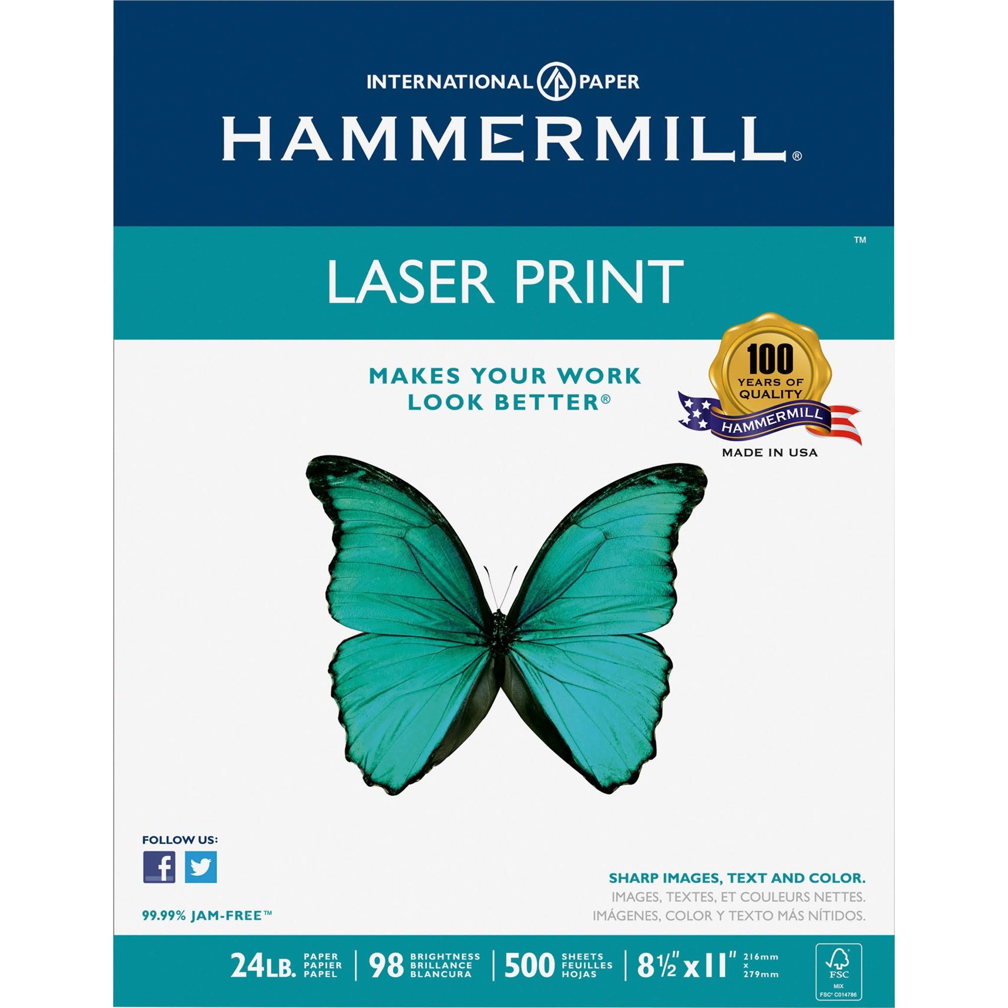 Hammermill Laser Print Paper - 24lbs, 8.5" x 11", 98 Bright, 500 Sheets