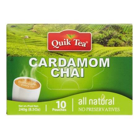 QuikTea Cardamom Instant Chai Tea Latte - 10 Count Single Box - Superfood Antioxidant, Digestion Tea
