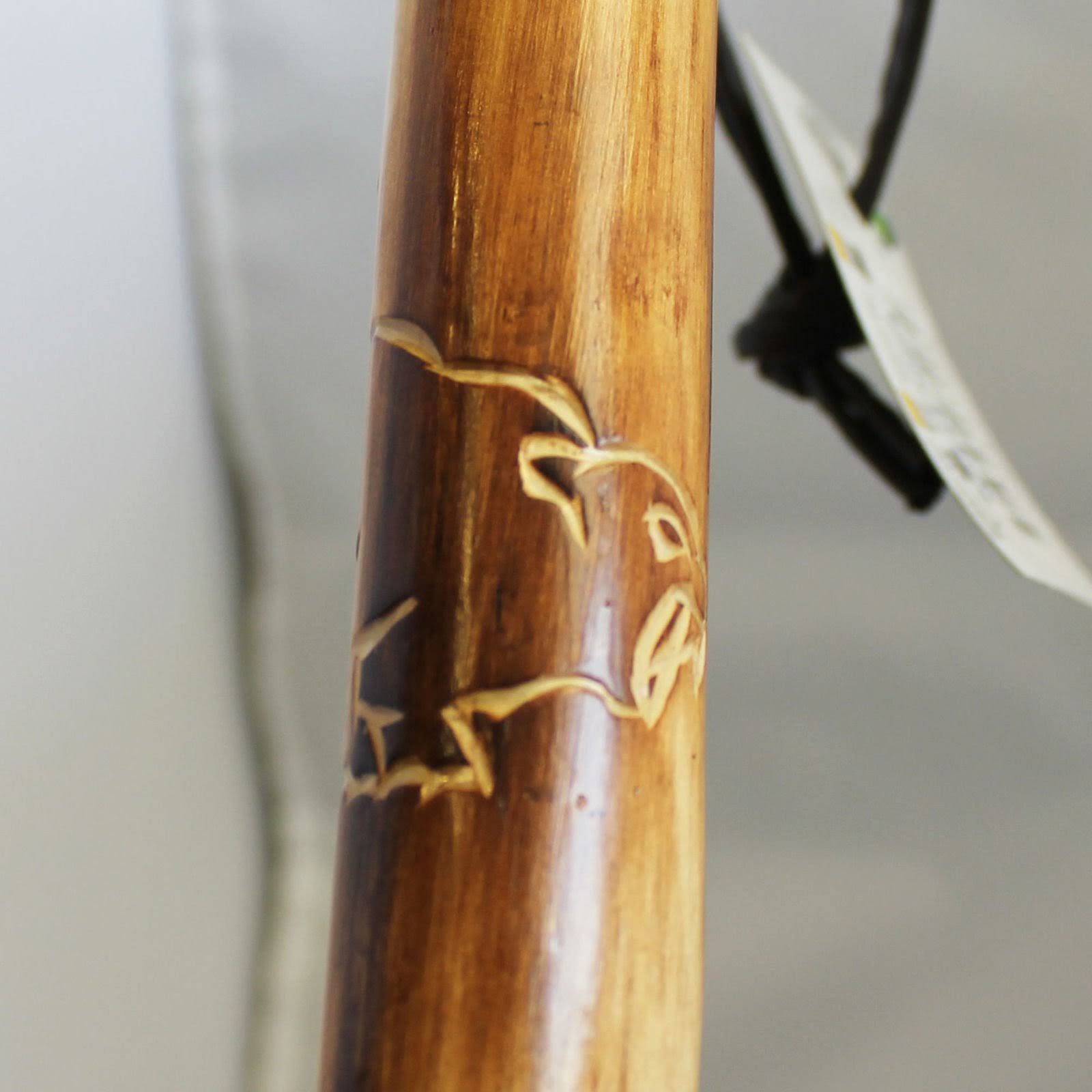 Wooden Walking Stick - Grizzly Bear Carving