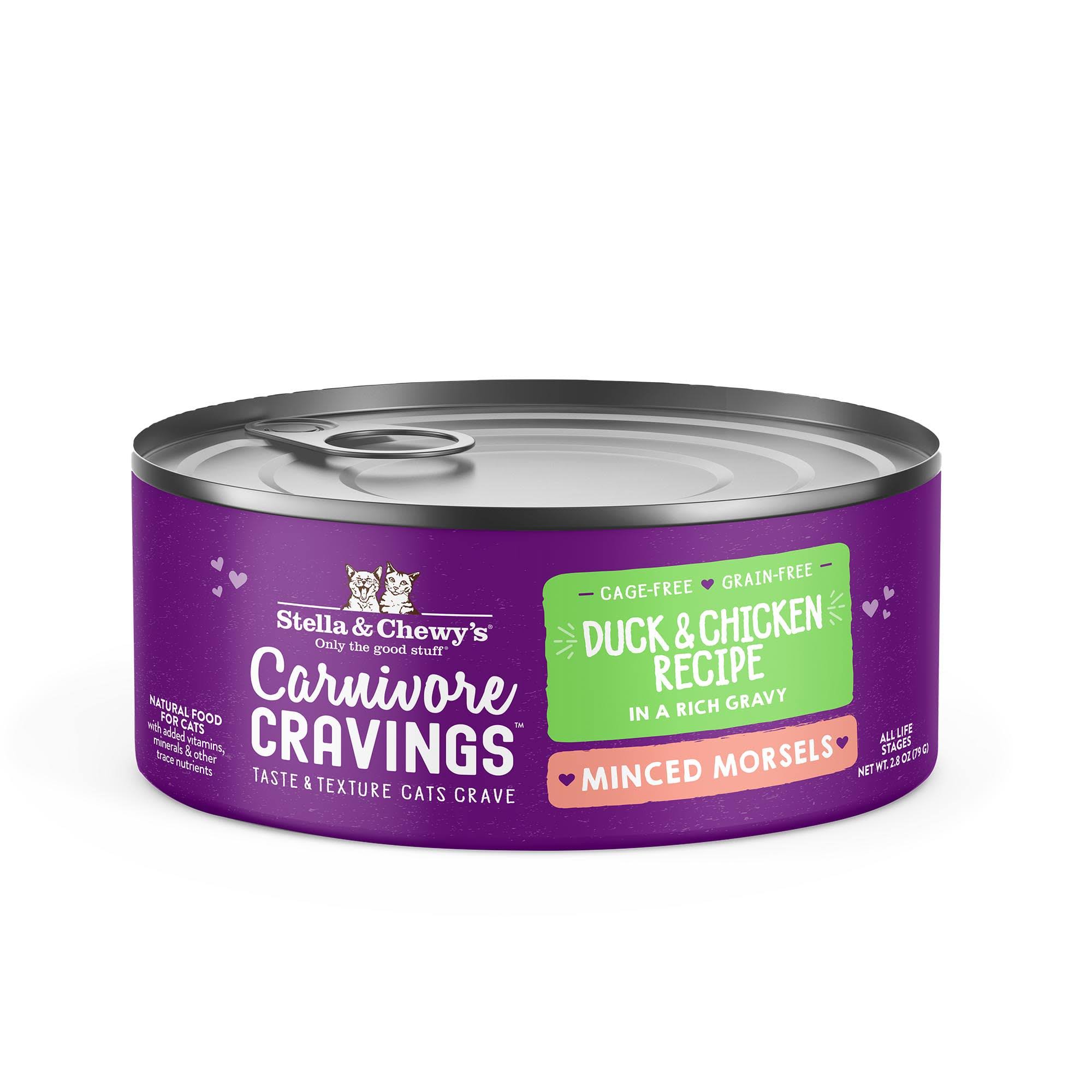 Stella & Chewy's Carnivore Cravings Minced Morsels Duck & Chicken Recipe Wet Cat Food, 2.8-oz