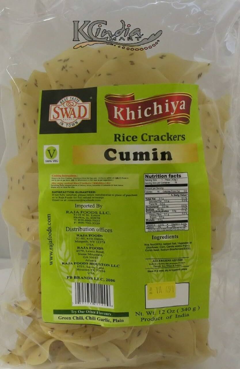 Swad Khichiya Rice Crackers- Cumin 12 oz