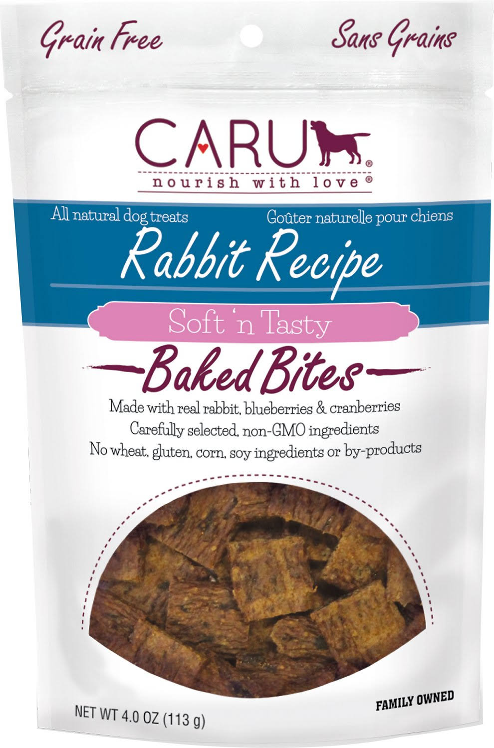 Caru Soft 'n Tasty Rabbit Recipe Baked Bites for Dogs - 3.75oz