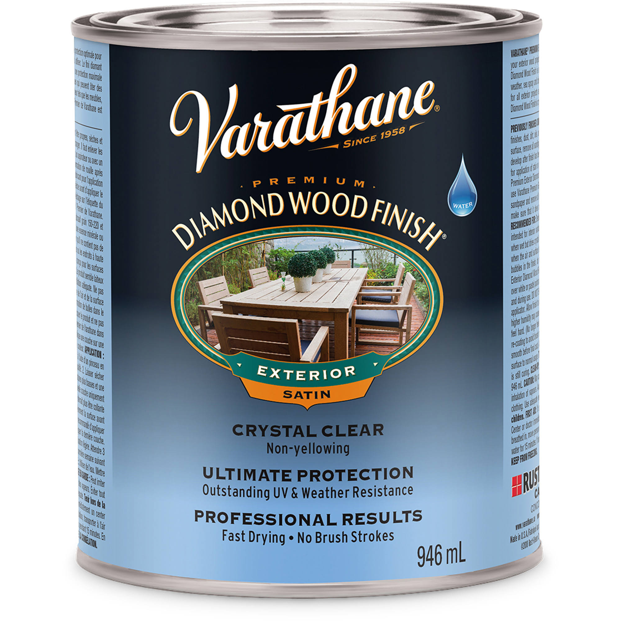 Rust-Oleum Varathane Classic Clear Water Based Outdoor Spar Urethane - Satin Finish
