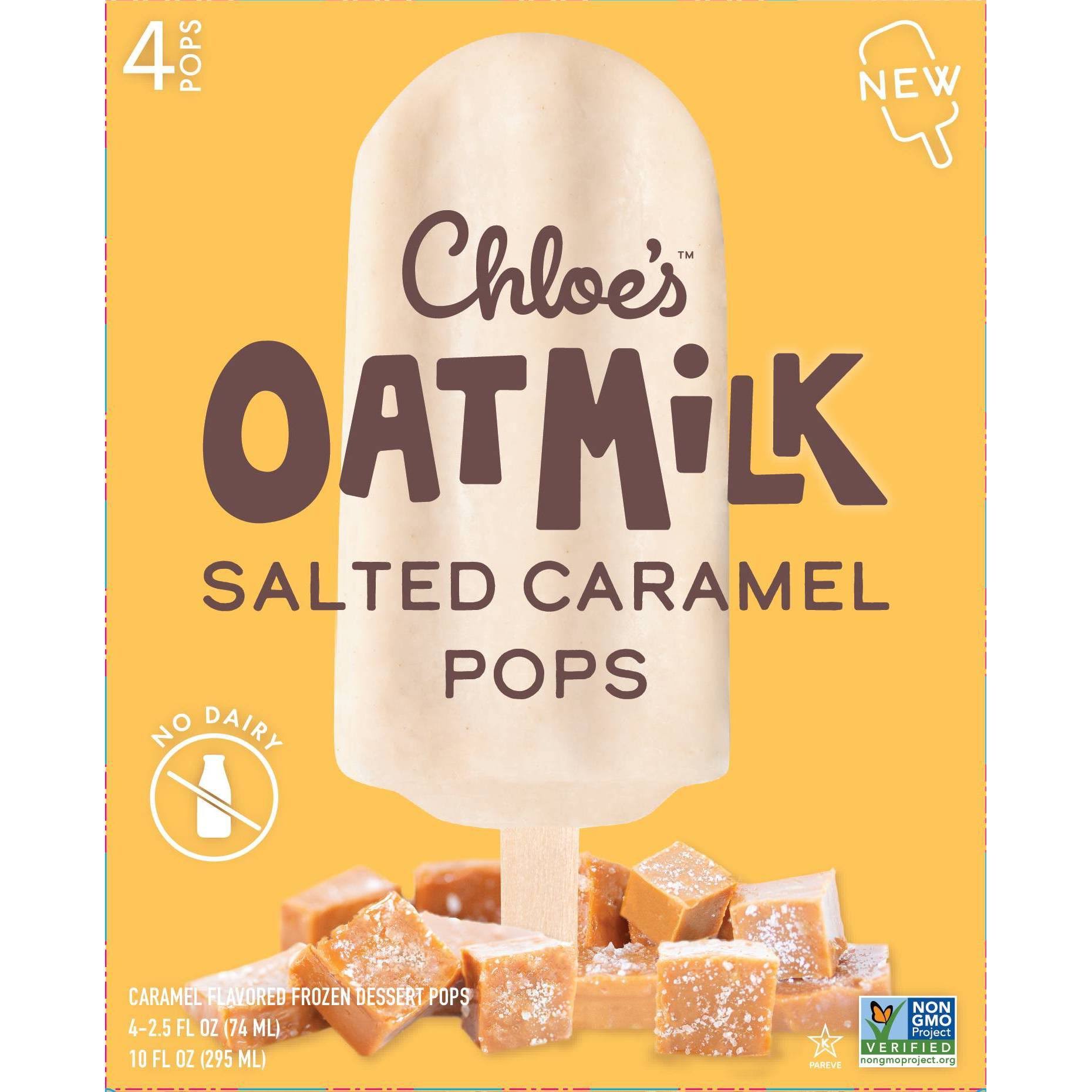 Chloe's Frozen Dessert Pops, Salted Caramel, Oatmilk, 4 Pack - 4 pack, 2.5 fl oz pops