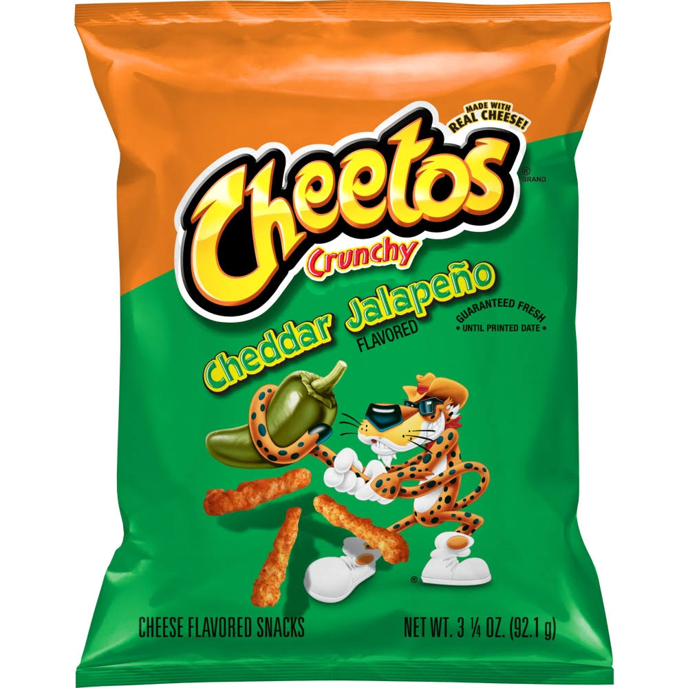 Cheetos Cheese Flavored Snacks, Cheddar Jalapeno Flavored, Crunchy - 3.25 oz