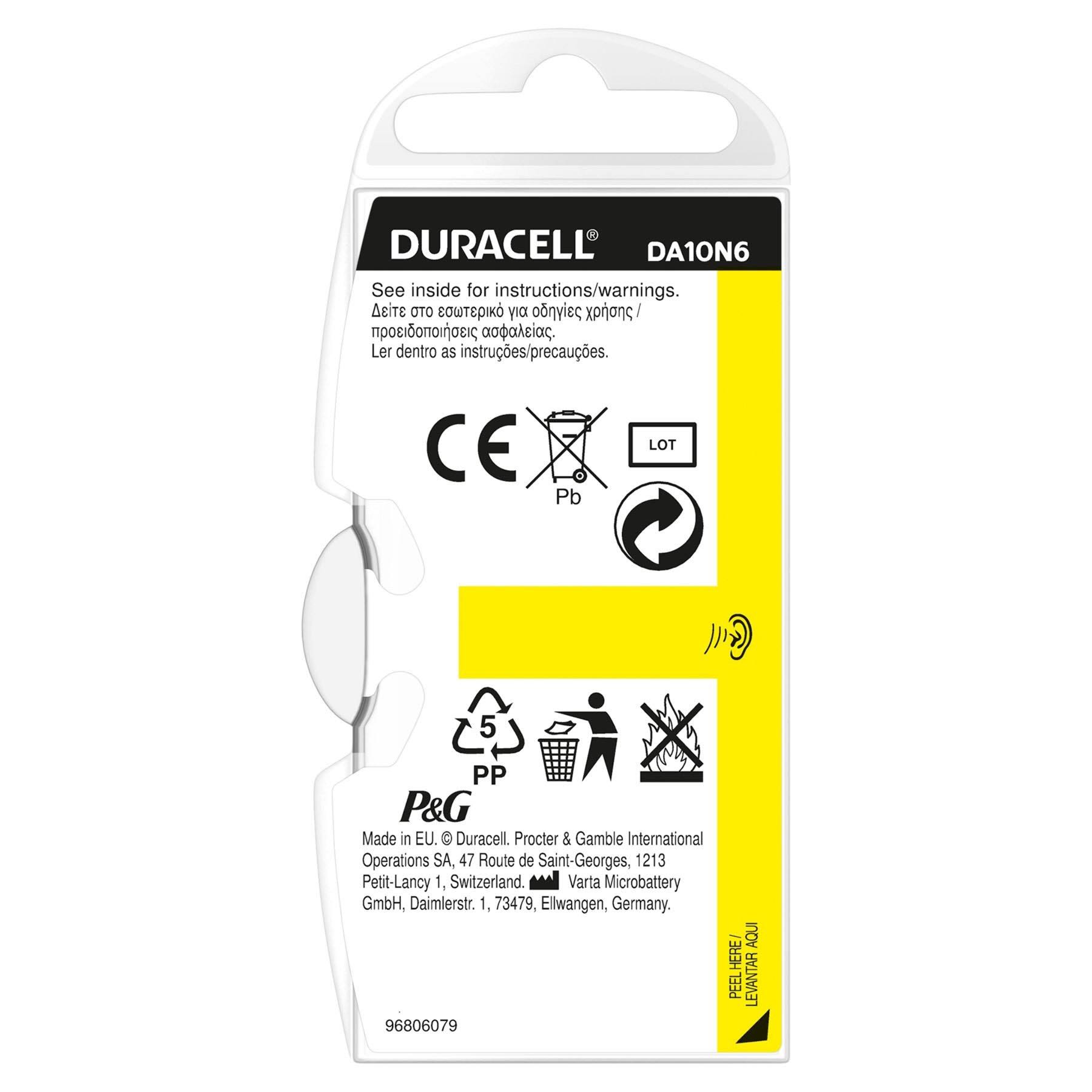 Duracell Hearing Aid 10 Batteries - 6x1.45V