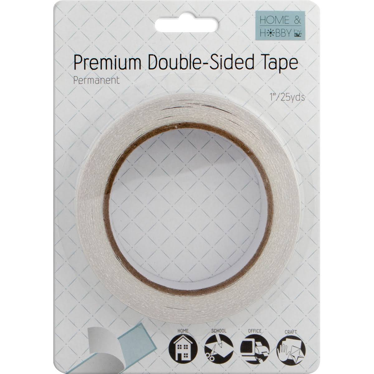 HomeHobby by 3L Premium Double-sided Tape, White, 1 -inch