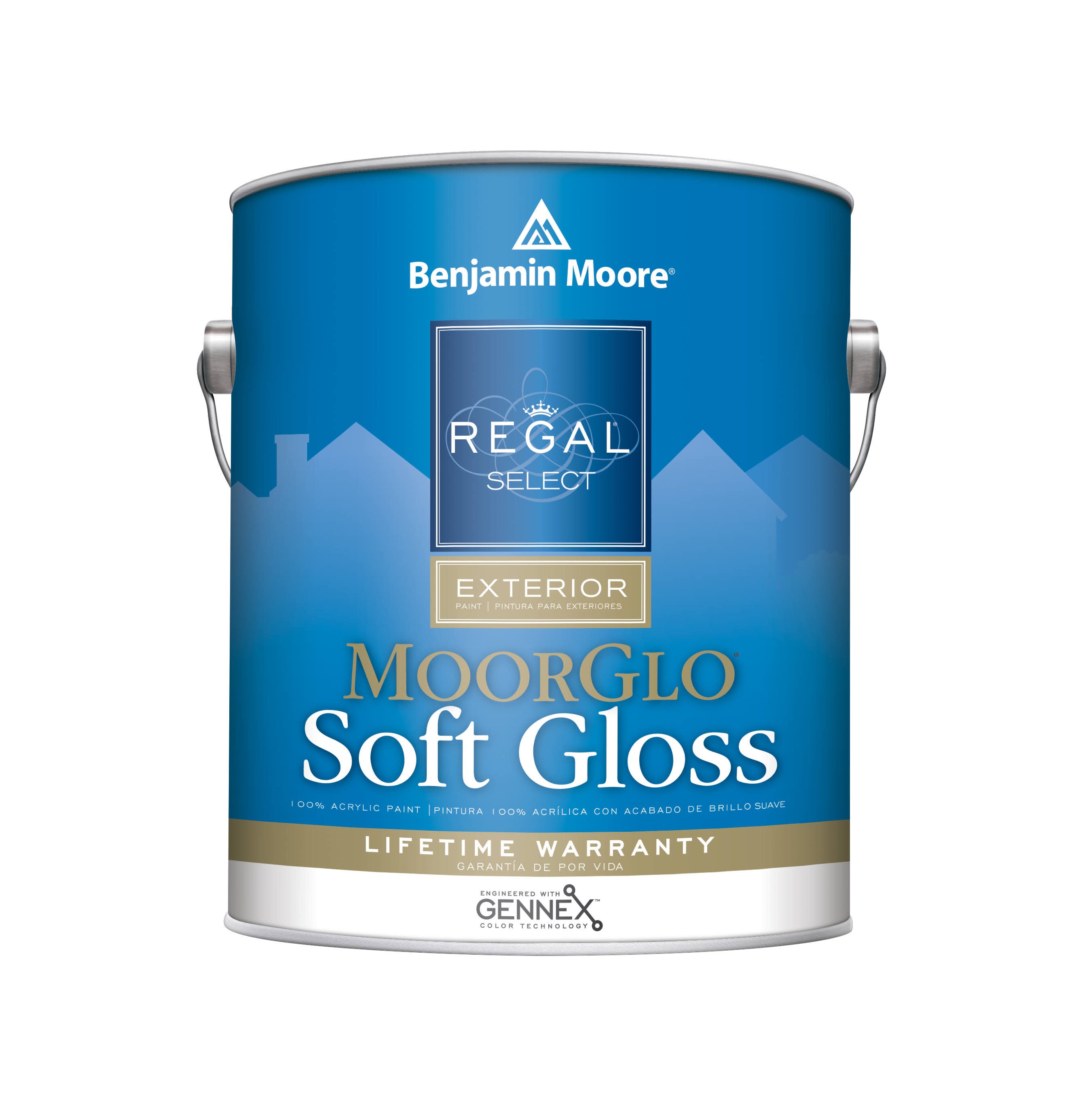 Benjamin Moore Regal Select MoorGlo W09601-001 Exterior Paint, Soft Gloss, White, 1 Gal